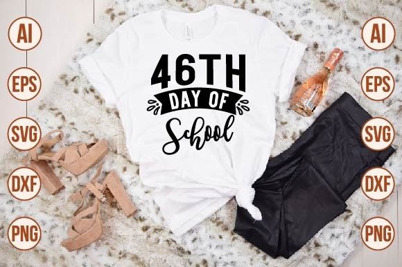 46th Day of School Graphic Design Asset for T-Shirt Designs