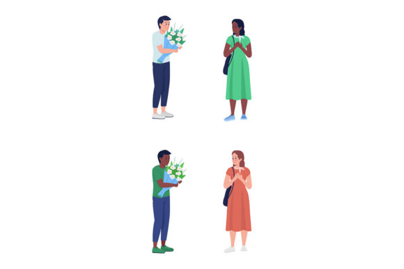 High School Sweethearts Characters Set: Graphics and Illustrations for Creative Publishing