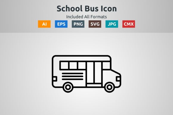 School Bus Vector Outline Icon for Graphics and Icons