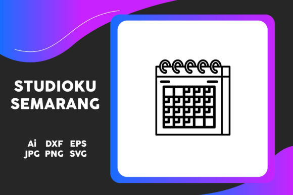 School Icon Calendar Date Line Black Graphics