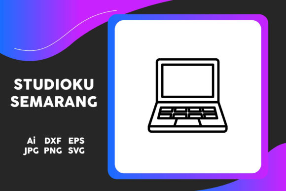 School Icon Laptop Simple Line Black
