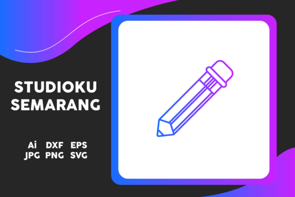 School Icon Pencil Line Gradient Graphics