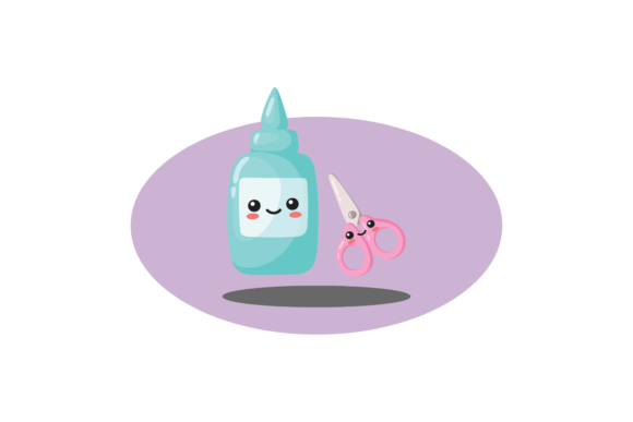 School Kawaii Glue and Scissor Svg Graphics