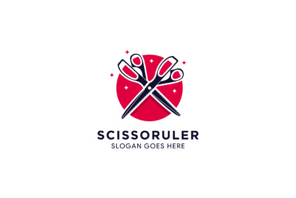 Scissor Ruler Logo Red: Graphics and Logos for Digital Sellers