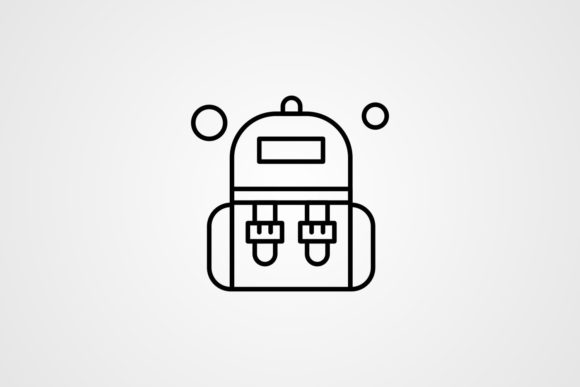Vector School Bag Line Icon Graphics
